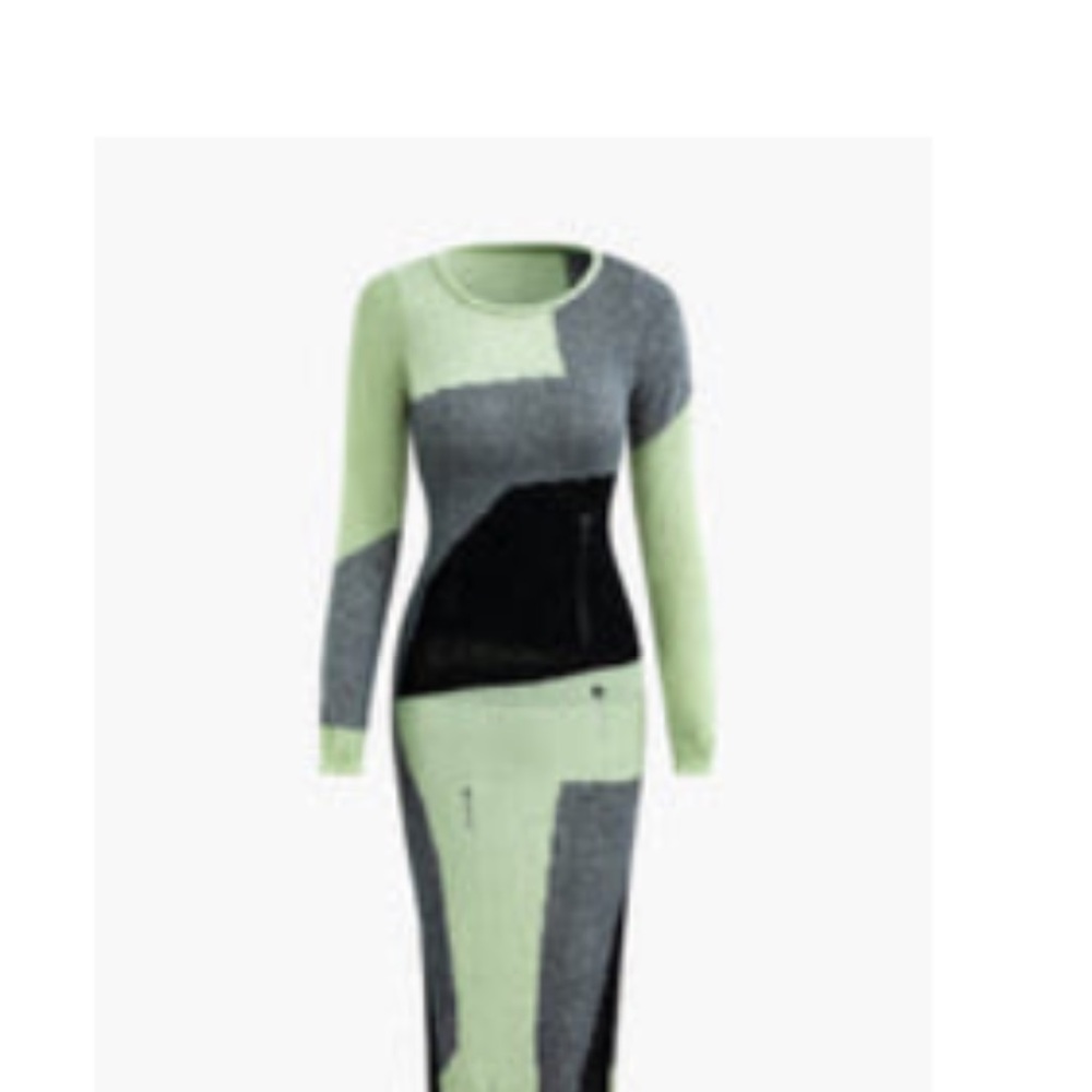 Colorblock Long Sleeve Dress
